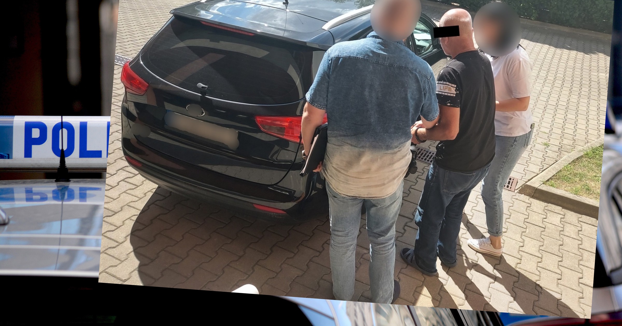 Policjanci aresztowali 67-letniego kierowcę Forda, który będąc pijanym najpierw potrącił pieszą na chodniku, a później czołowo zderzył się z Peugeotem