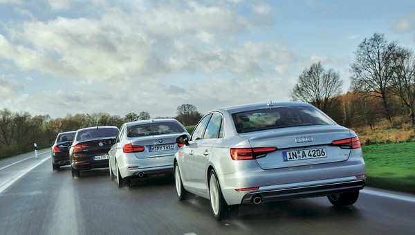 Benzynowe sedany - Audi A4, BMW 318i, Mercedes C 180 i VW Passat - dane techniczne, wymiary, spalanie