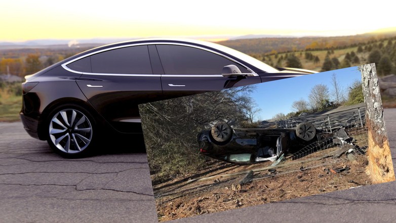 I nagle Tesla zaczęła ostro skręcać w stronę drzewa...