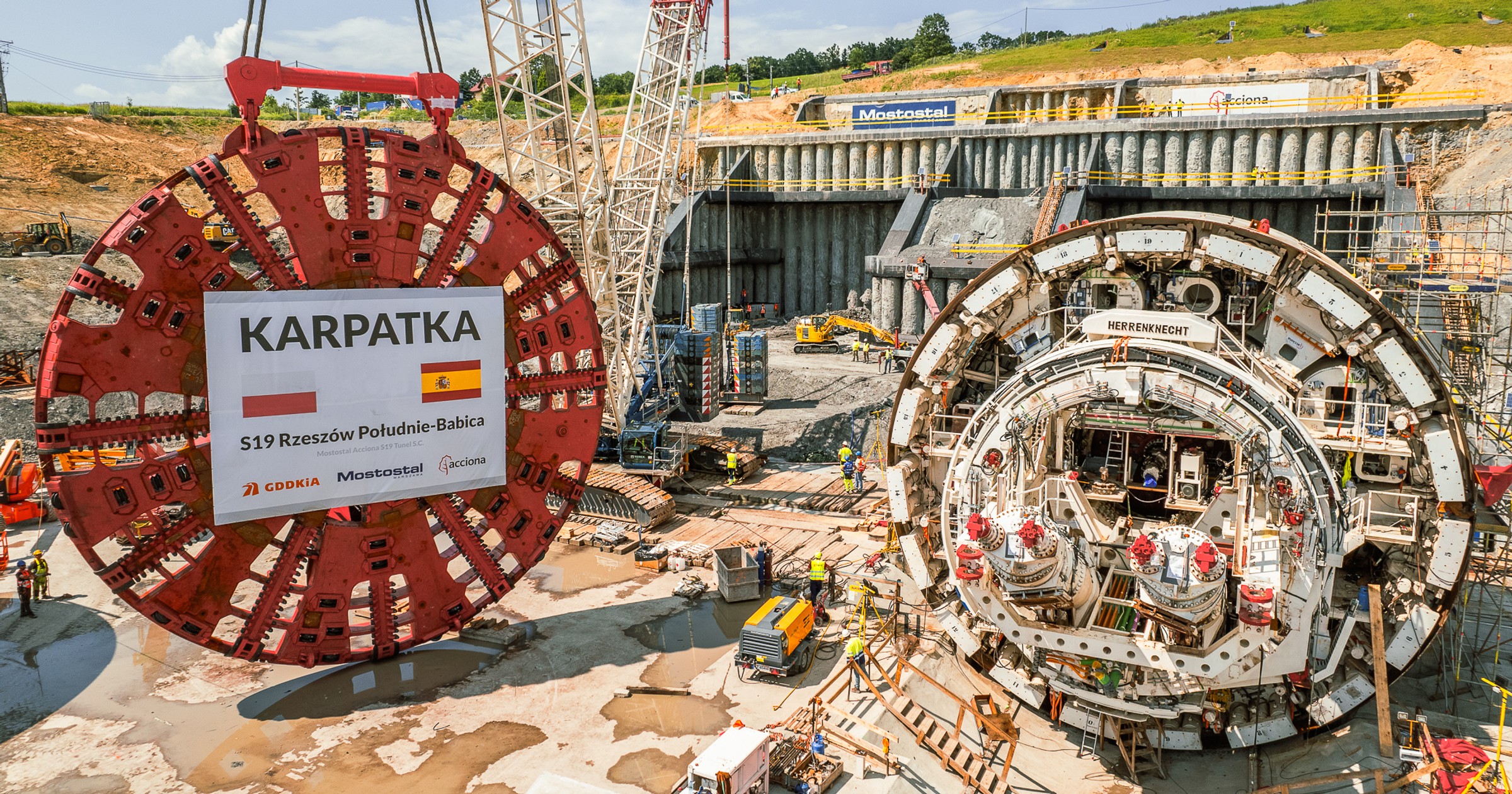 Maszyna TBM na placu budowy S19 Rzeszów Południe - Babica