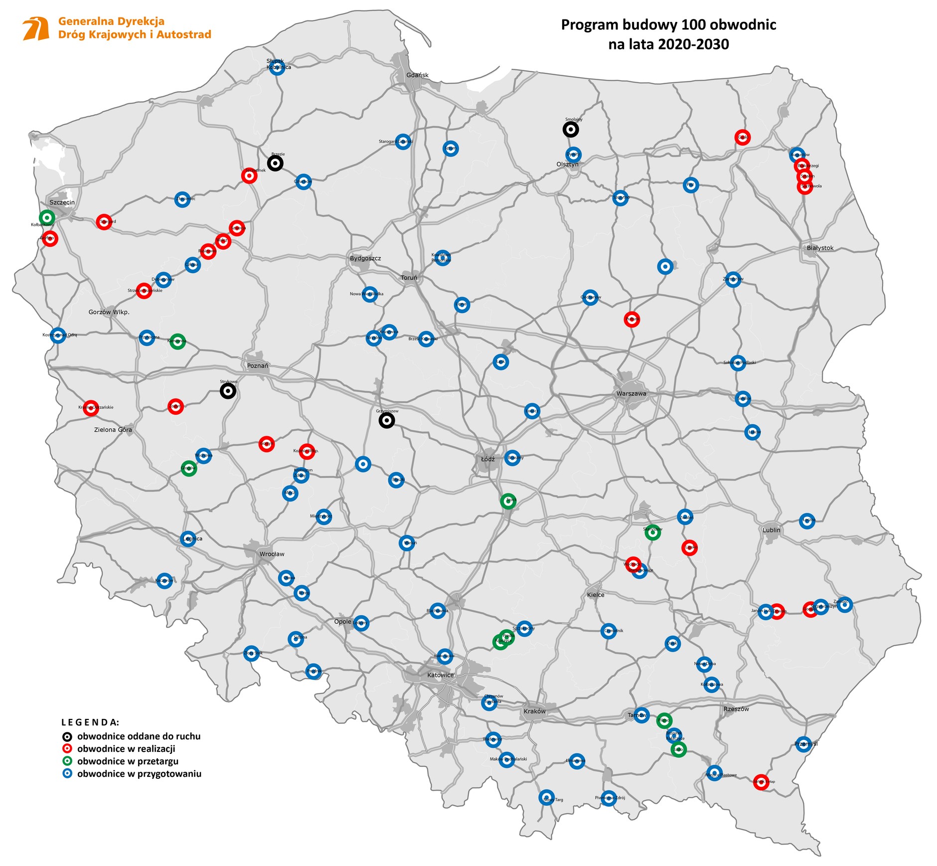 Program 100 obwodnic stan na październik 2024