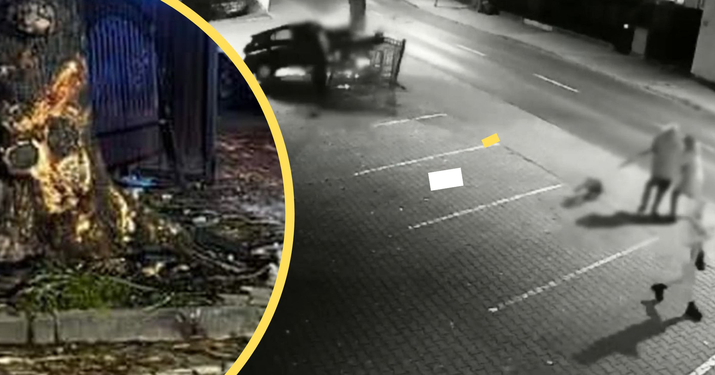Z impetem zjechał z drogi. Pieszych uratowało potężne drzewo