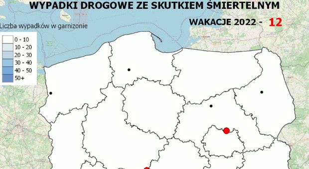 12 zabitych od początku wakacji. Znowu działa policyjna mapa wypadków drogowych