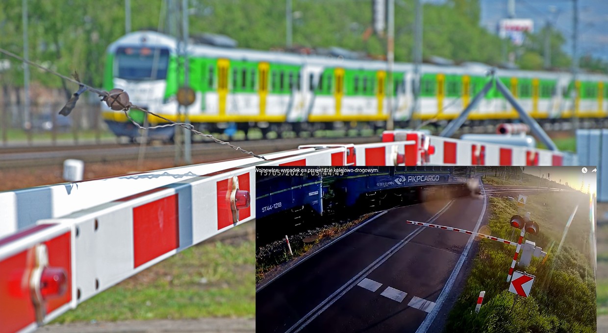 Pociąg zmiótł auto z torów jak pudełko zapałek. Nagranie PKP ku przestrodze