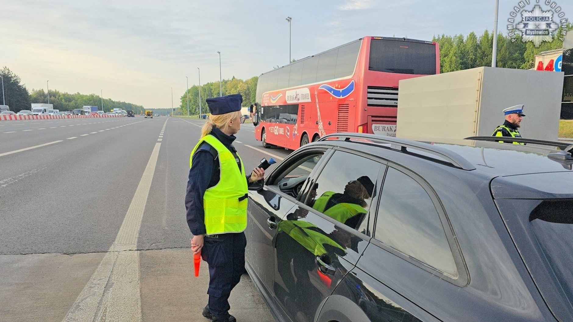 Kontrola trzeźwości na autostradzie A4