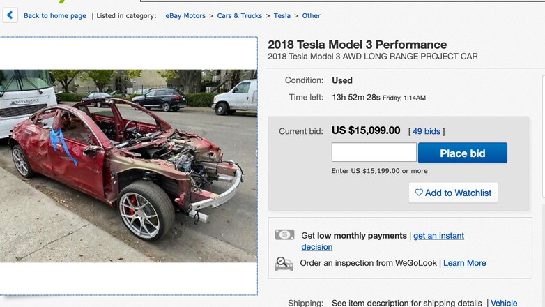 Tesla Model 3 po wypadku