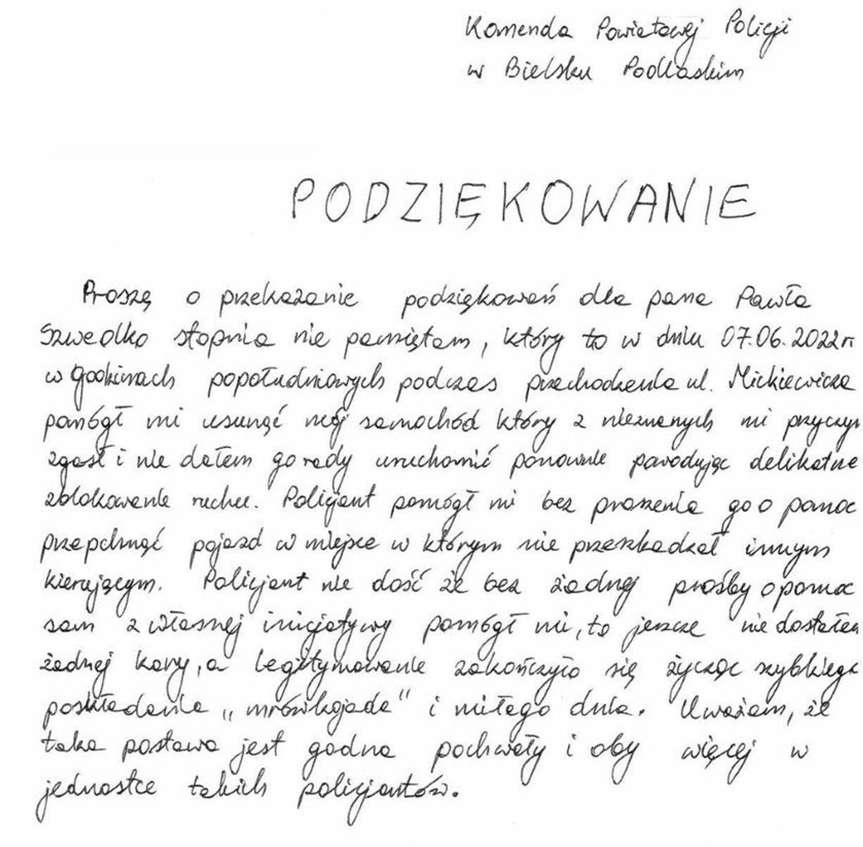 list do policji