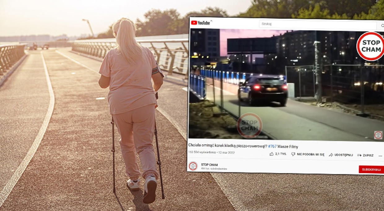 "Bardzo Pani źle wyjechała, mandacik będzie". Kobieta omijała korek kładką dla pieszych