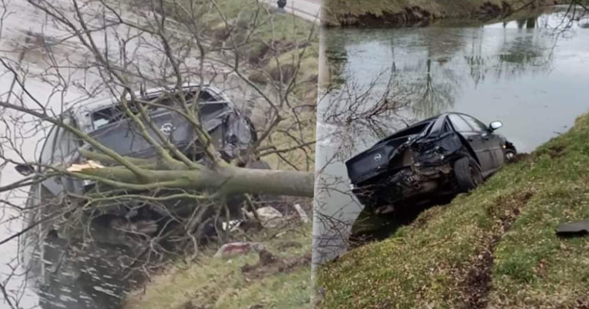 Kierowca opla wpadł do stawu