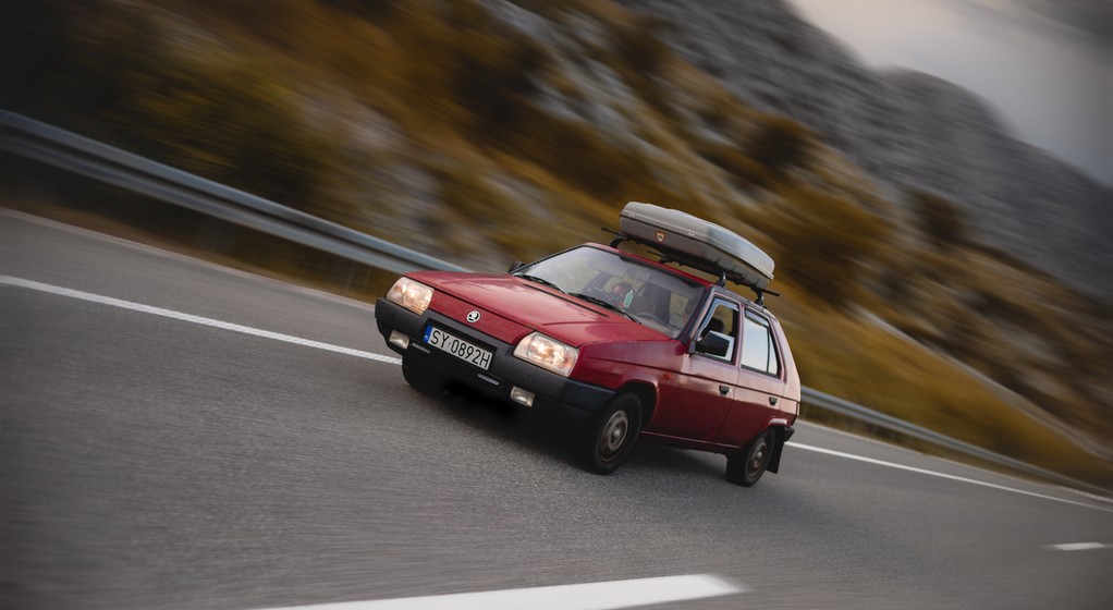 Skoda Favorit na chorwackiej autostradzie