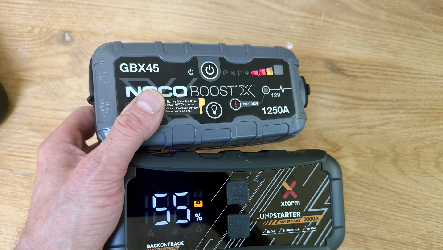Wymiary i masa Noco GBX45 oraz Xtorm 200A są podobne