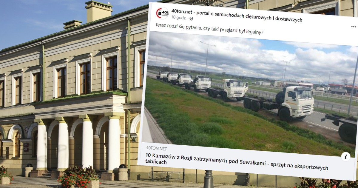 Pod Suwałkami zatrzymano 10 rosyjskich Kamazów (Fot. 40ton.net — portal o samochodach ciężarowych i dostawczych﻿/Facebook)
