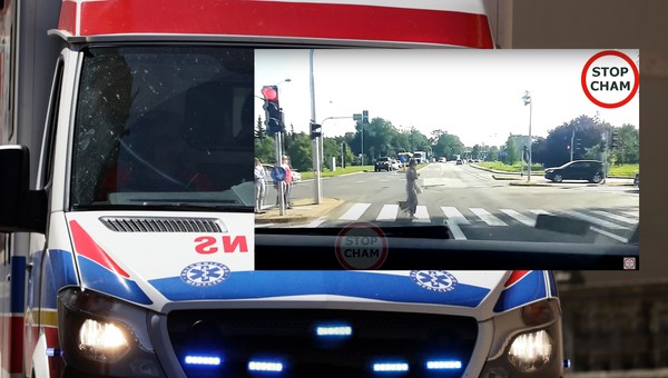 Załoga publikuje nagranie. Ambulans na sygnale musiał się zatrzymać [Nagranie]