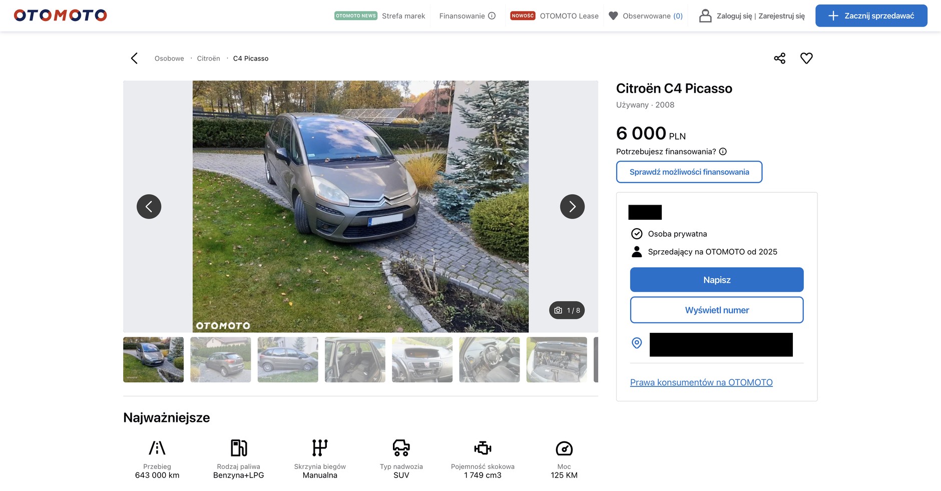 Citroen C4 Picasso z przebiegiem 643 tys. km
