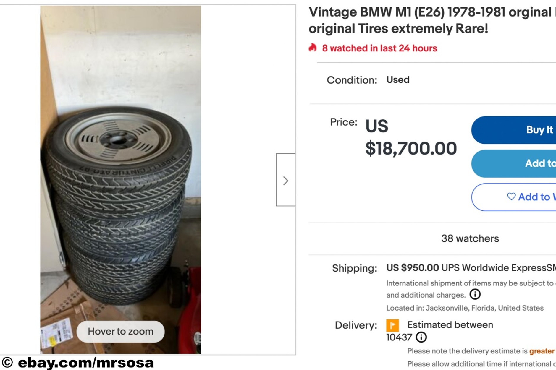 Magnezowe felgi do BMW M1 wystawione na Ebayu