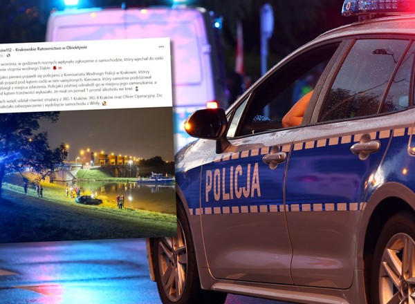 Wjechał do Wisły w Krakowie. Gdy wyciągnęli auto, już go nie było