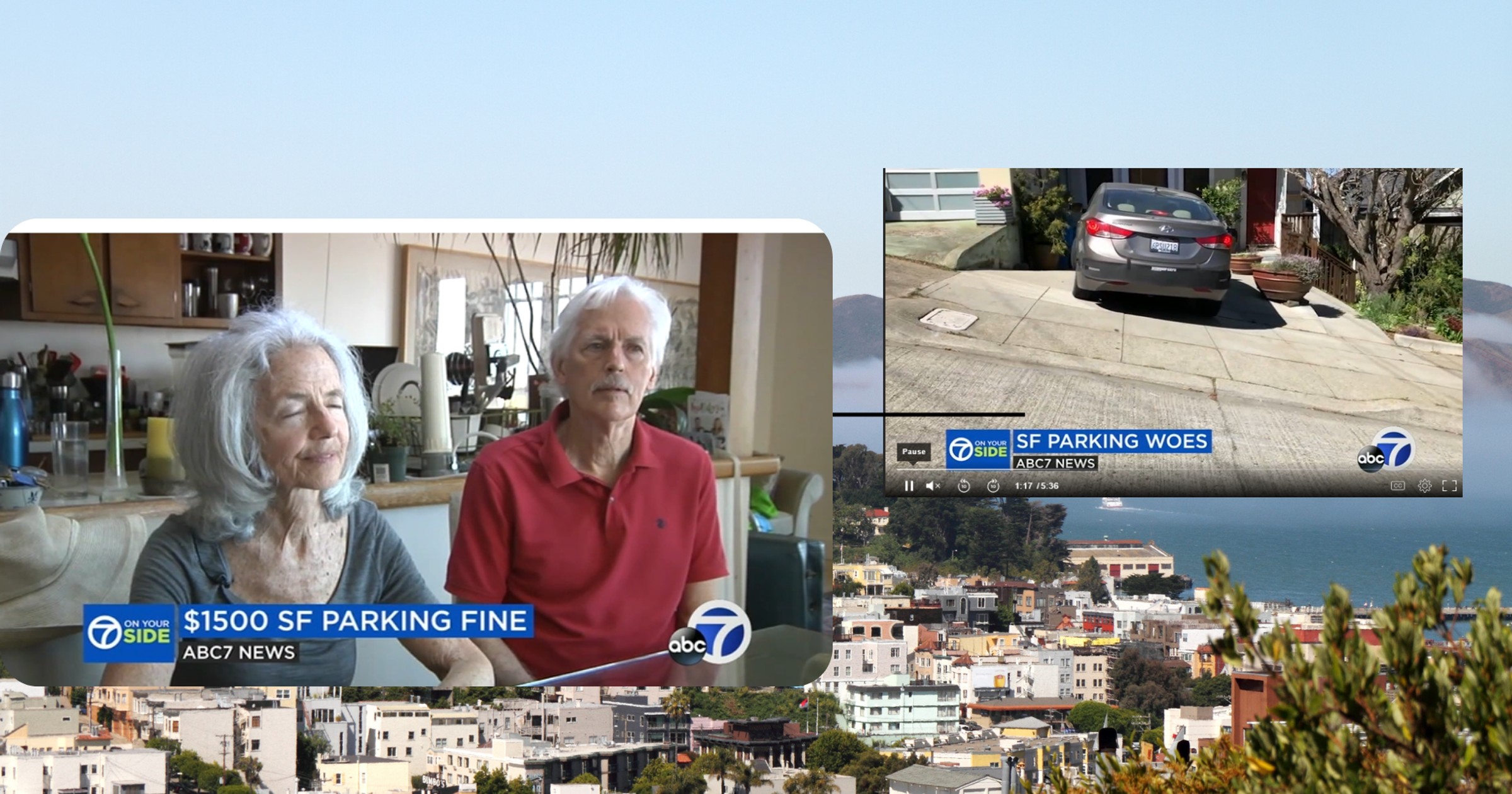 Judy i Ed Craine z San Francisco dostali mandat w wysokości 1,5 tys. dolarów za parkowanie na własnym podjeździe (Screen: ABC 7 News)