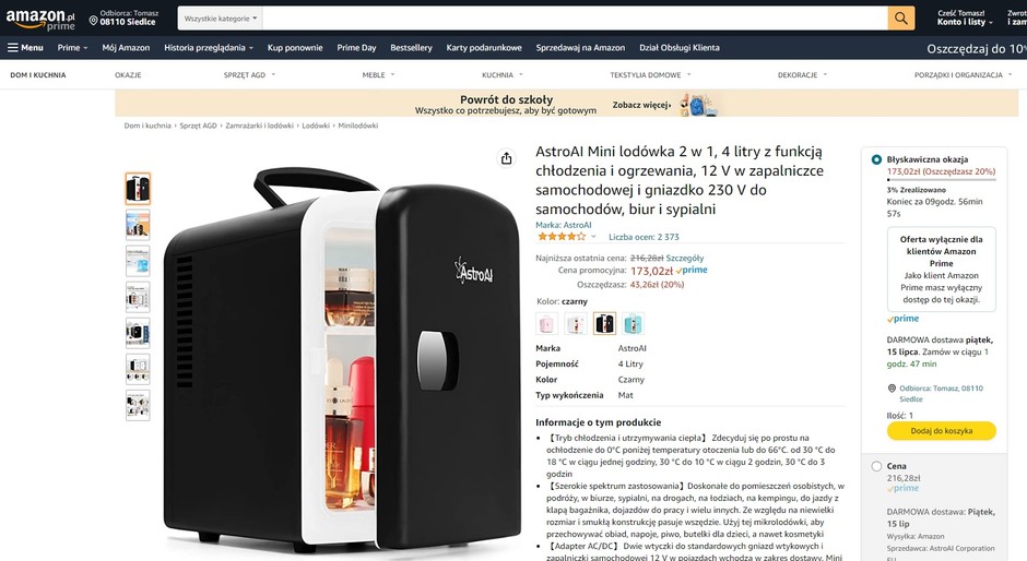 AstroAI mini lodówka