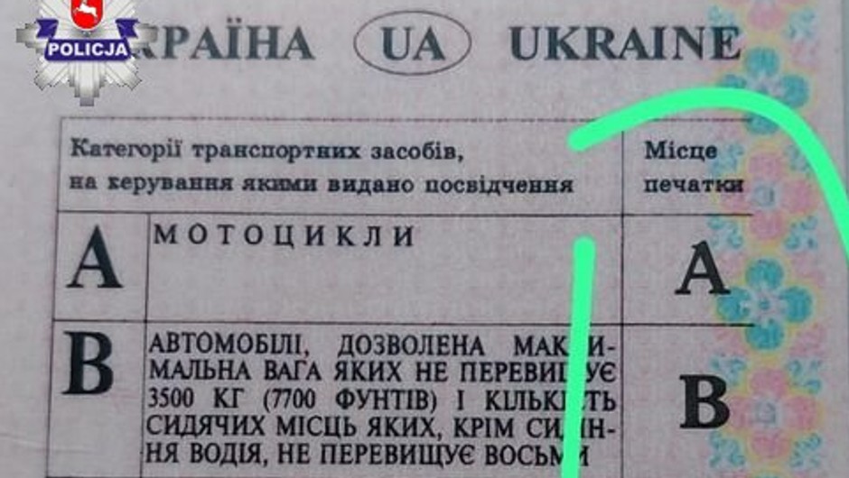 Podrobione prawo jazdy 60-latka z Ukrainy