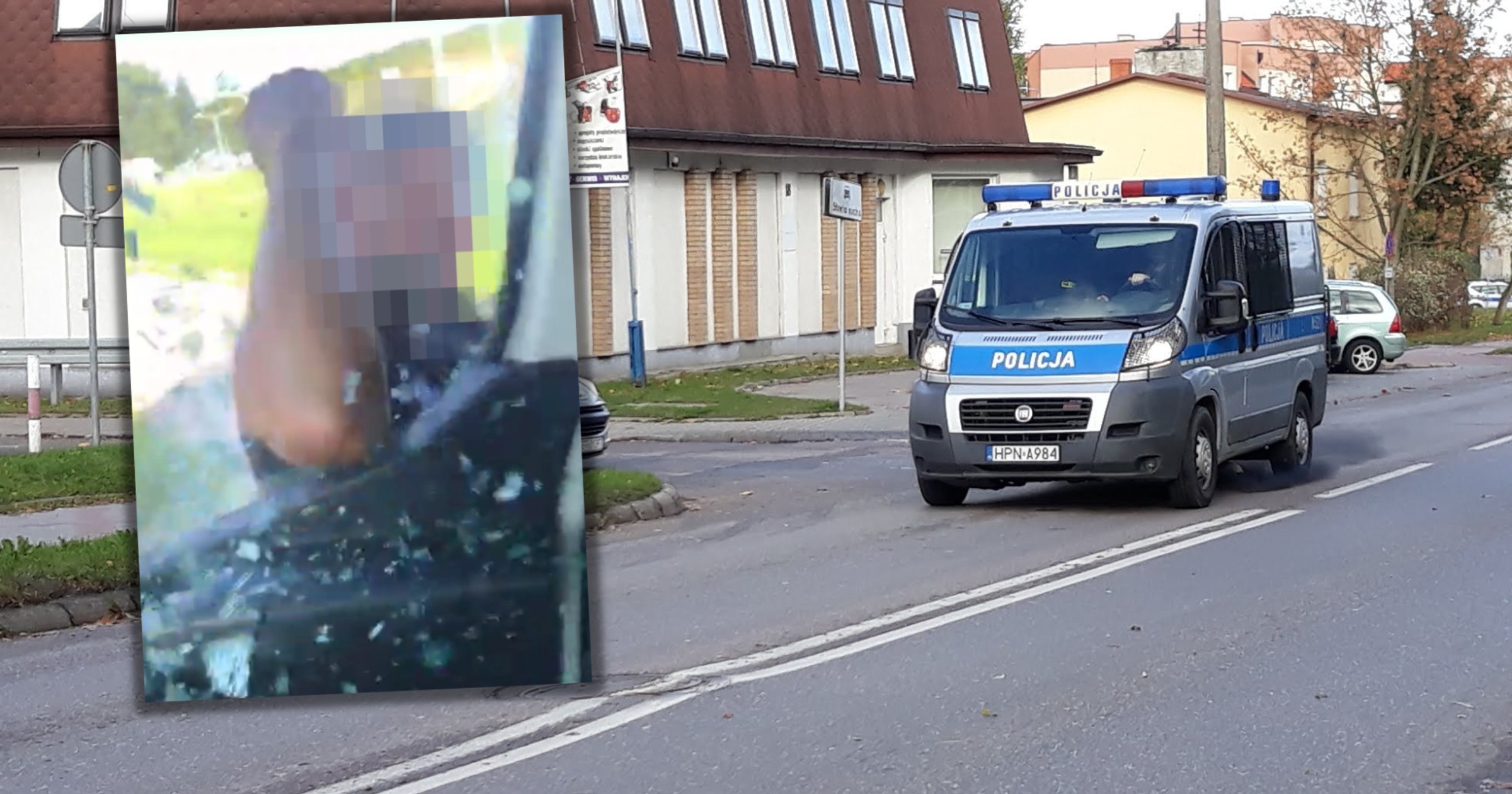 Policjanci zatrzymali furiata. Łokciem wytłukł szybę (Screen: mat. pras.)