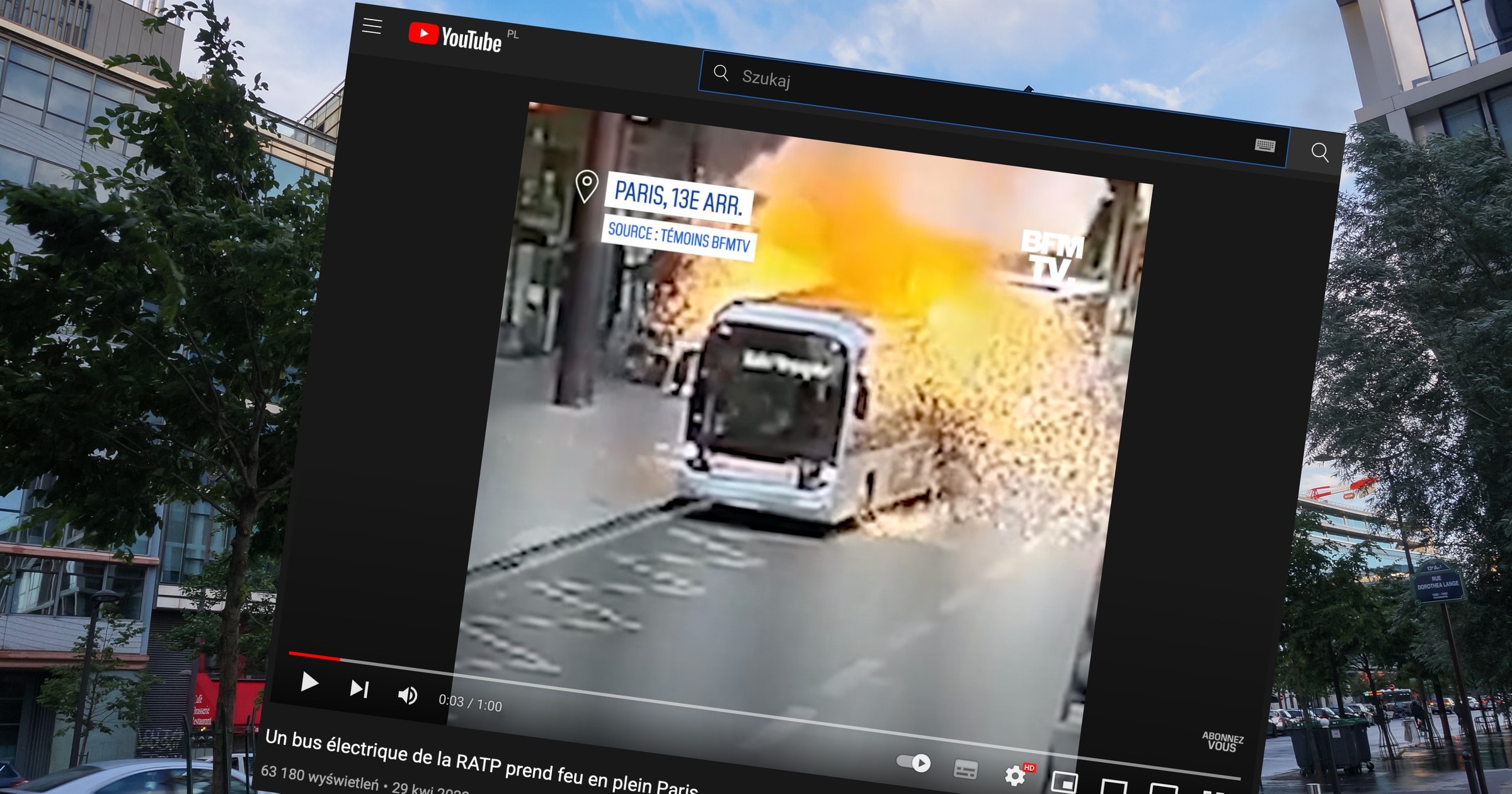 W Paryżu spłonął elektryczny autobus