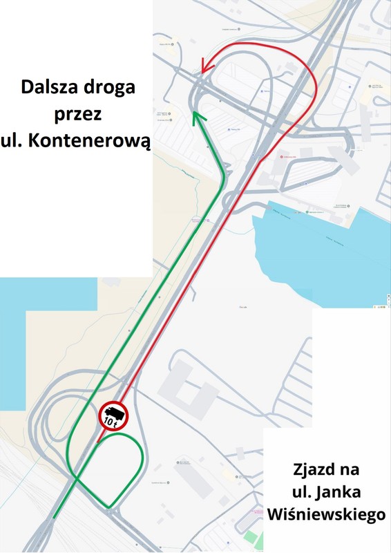 Objazd Estakady Kwiatkowskiego dla kierowców ciężarówek