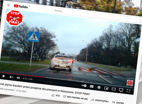 Kraulem po pasach - przejście dla pieszych potraktował jako basen?
