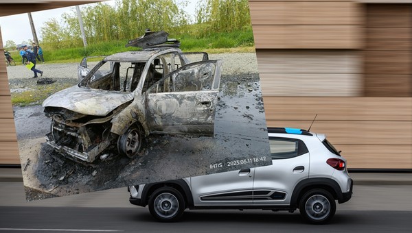 "Spod auta było słychać syczenie i piski". Po Dacii wiele nie zostało