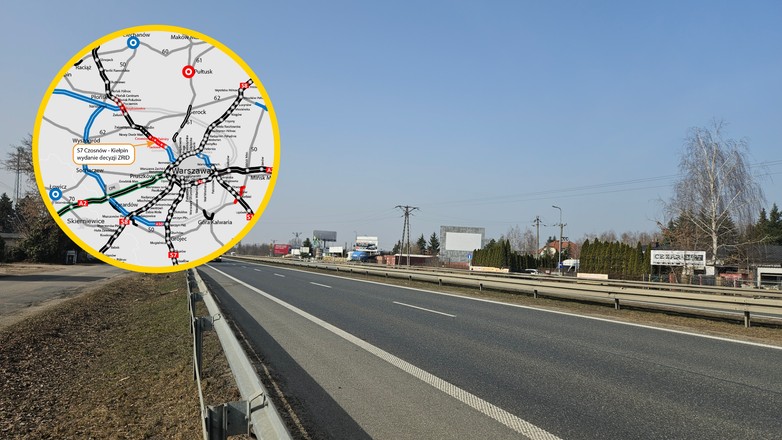 Droga S7 Czosnów - Kiełpin na mapie