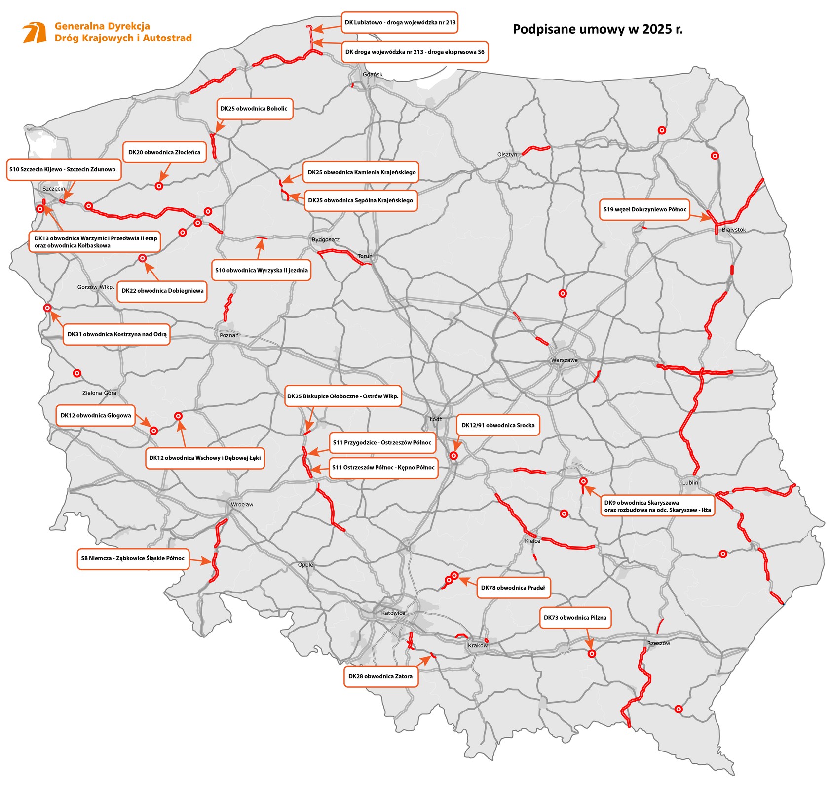 Umowy na nowe drogi w 2025 r.