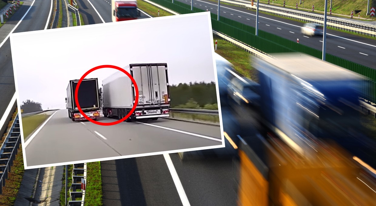 Pojedynek TIR-ów na autostradzie. Nikt nie chciał odpuścić [Nagranie]