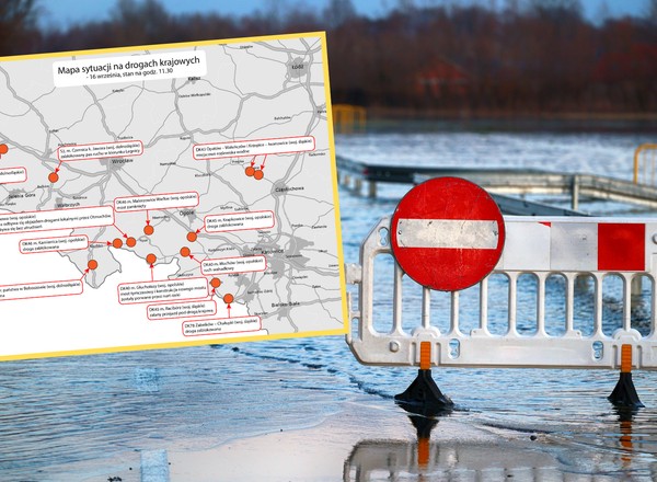 Powódź zablokowała drogi na południu Polski. Na tych odcinkach są utrudnienia [MAPA]