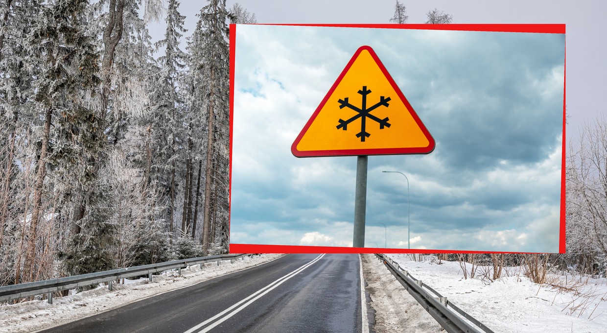 Znak z płatkiem śniegu na drodze to ważny sygnał dla kierowcy. Szczególnie teraz