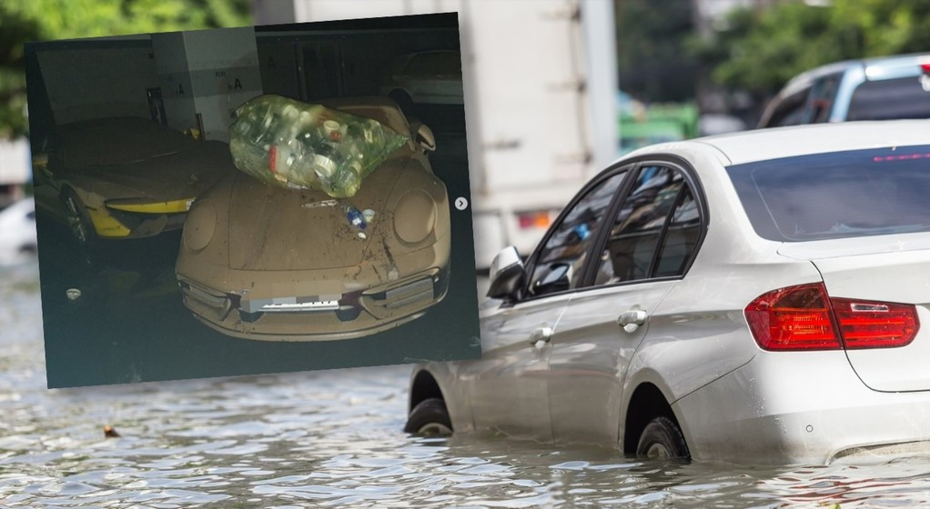 Supersamochody zalane w Seulu podczas ulewy dekady