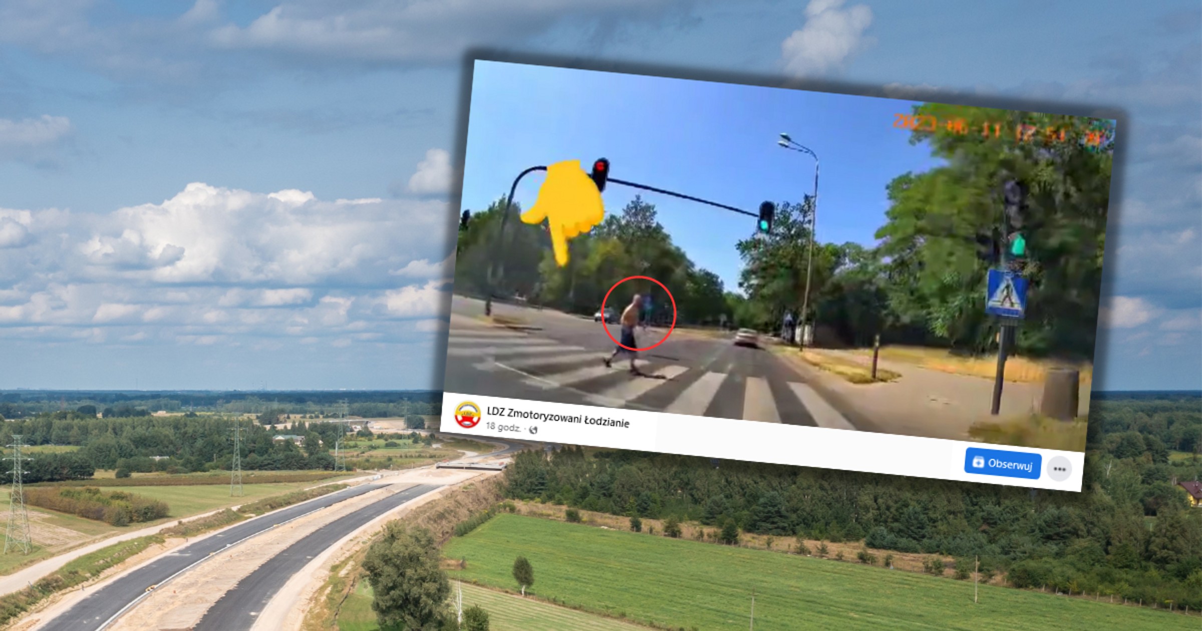 Został przyłapany na gorącym uczynku (fot. screen z Facebook/LDZ Zmotoryzowani Łodzianie)