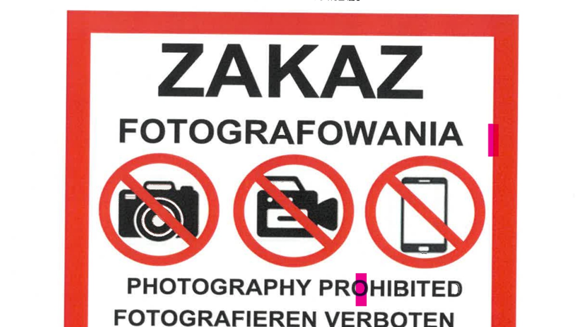 Wzór znaku zakaz fotografowania