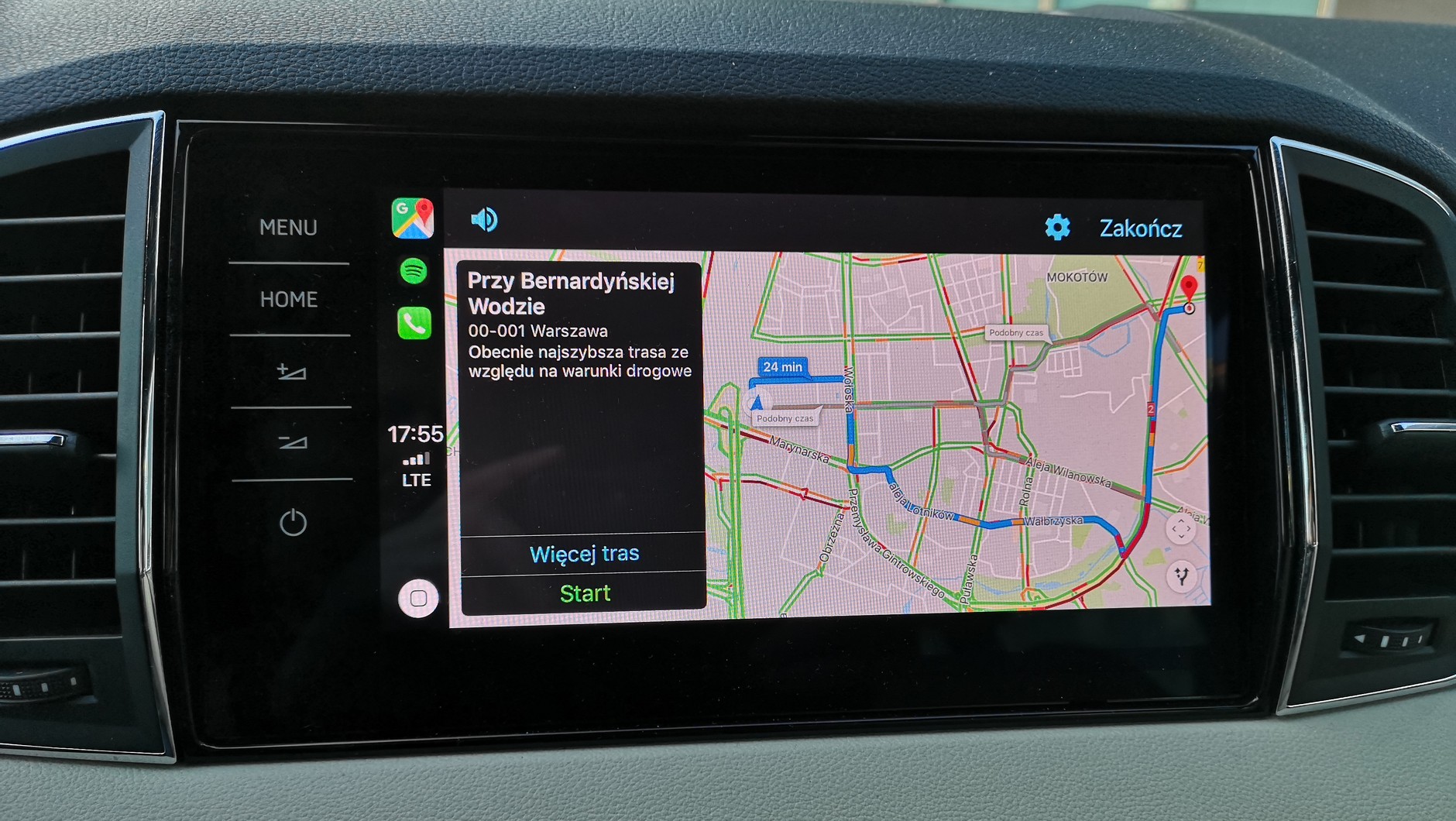 Google Maps w Apple CarPlay - propozycja kilku tras