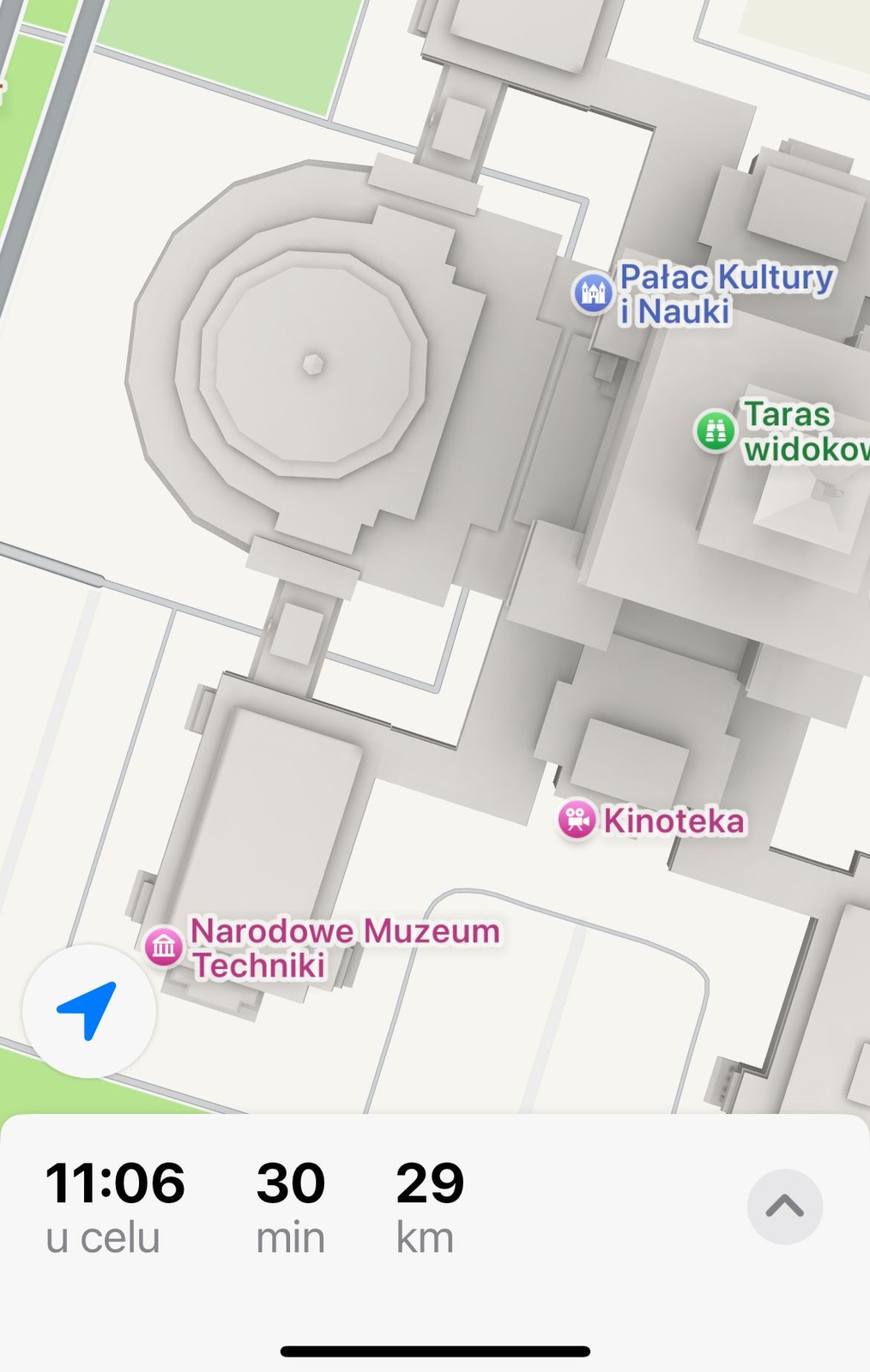 Nawigacja Apple Maps (fragment zrzutu ekranowego)