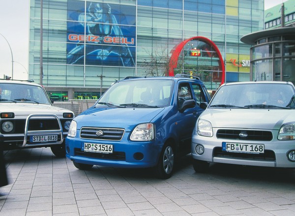 Łada Niva kontra Subaru Justy i Suzuki Wagon R+ -  Tereńowki w  formacie mikro