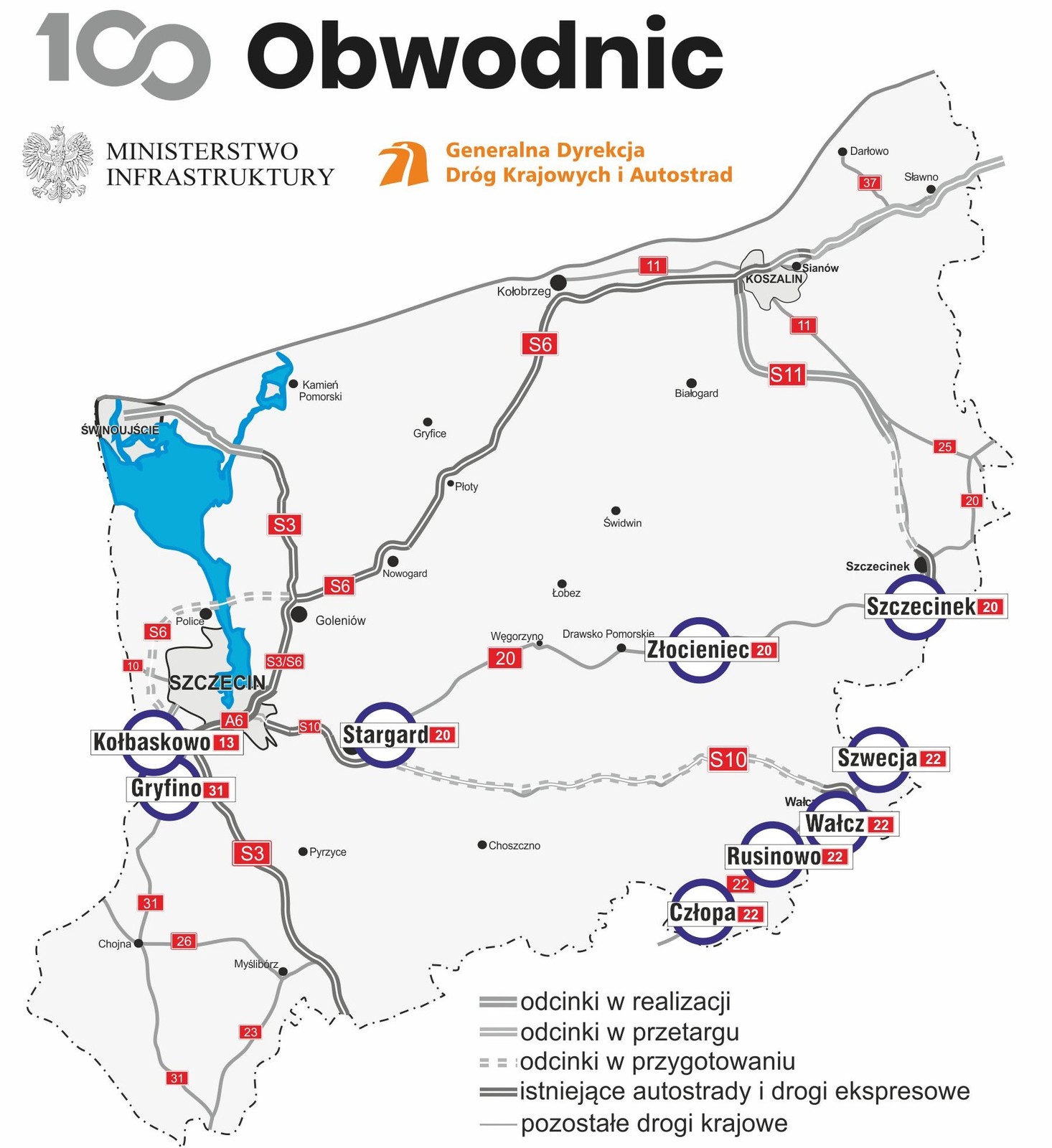 Dziewięć inwestycji na Pomorzu Zachodnim w ramach programu "100 obwodnic"