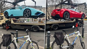 Ferrari i Lamborghini odjechały... na lawetach. Przyczynili się do tego rowerzyści