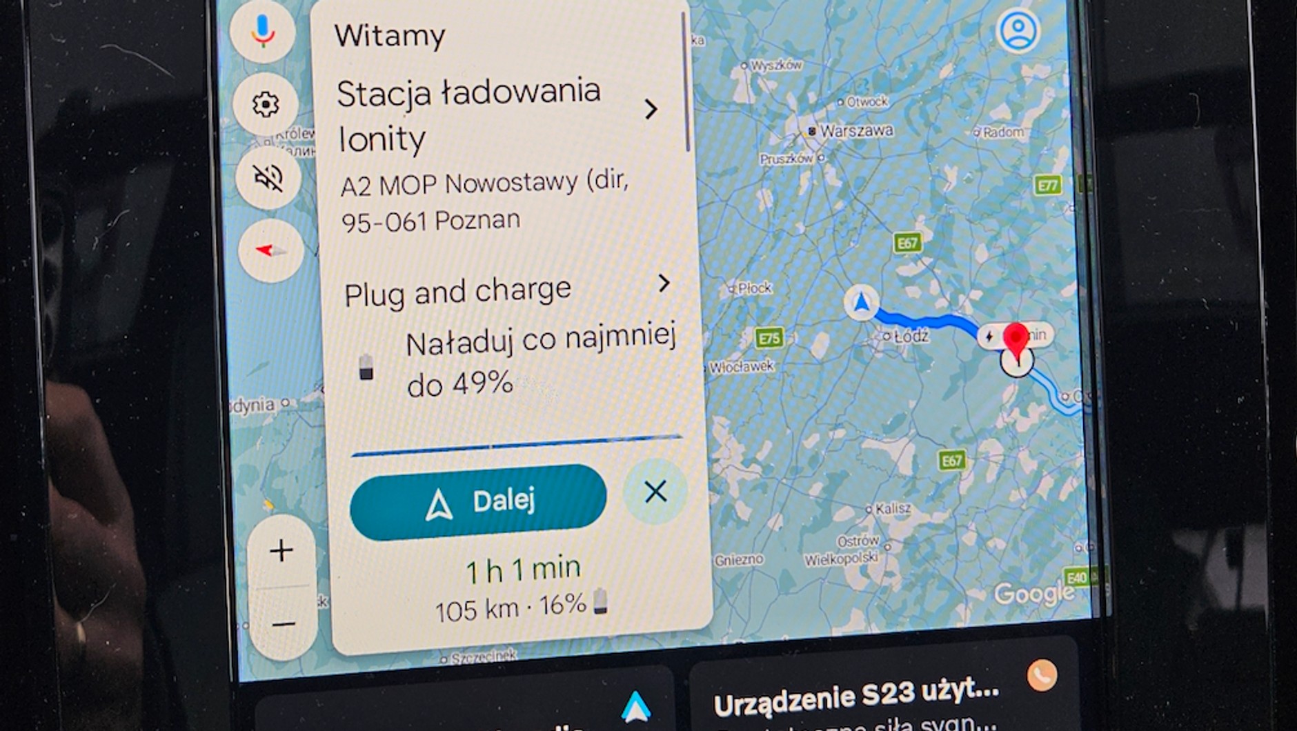 Zalecenia planera na pierwszym postoju.