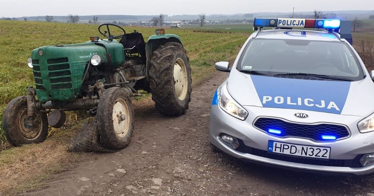 Rolnik był pijany więc ciągnik jeździł bez niego