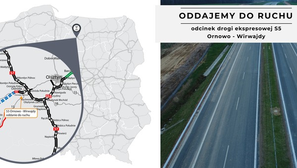Nowa droga oddana pięć miesięcy przed terminem. To odcinek S5 Ornowo — Wirwajdy [MAPA]