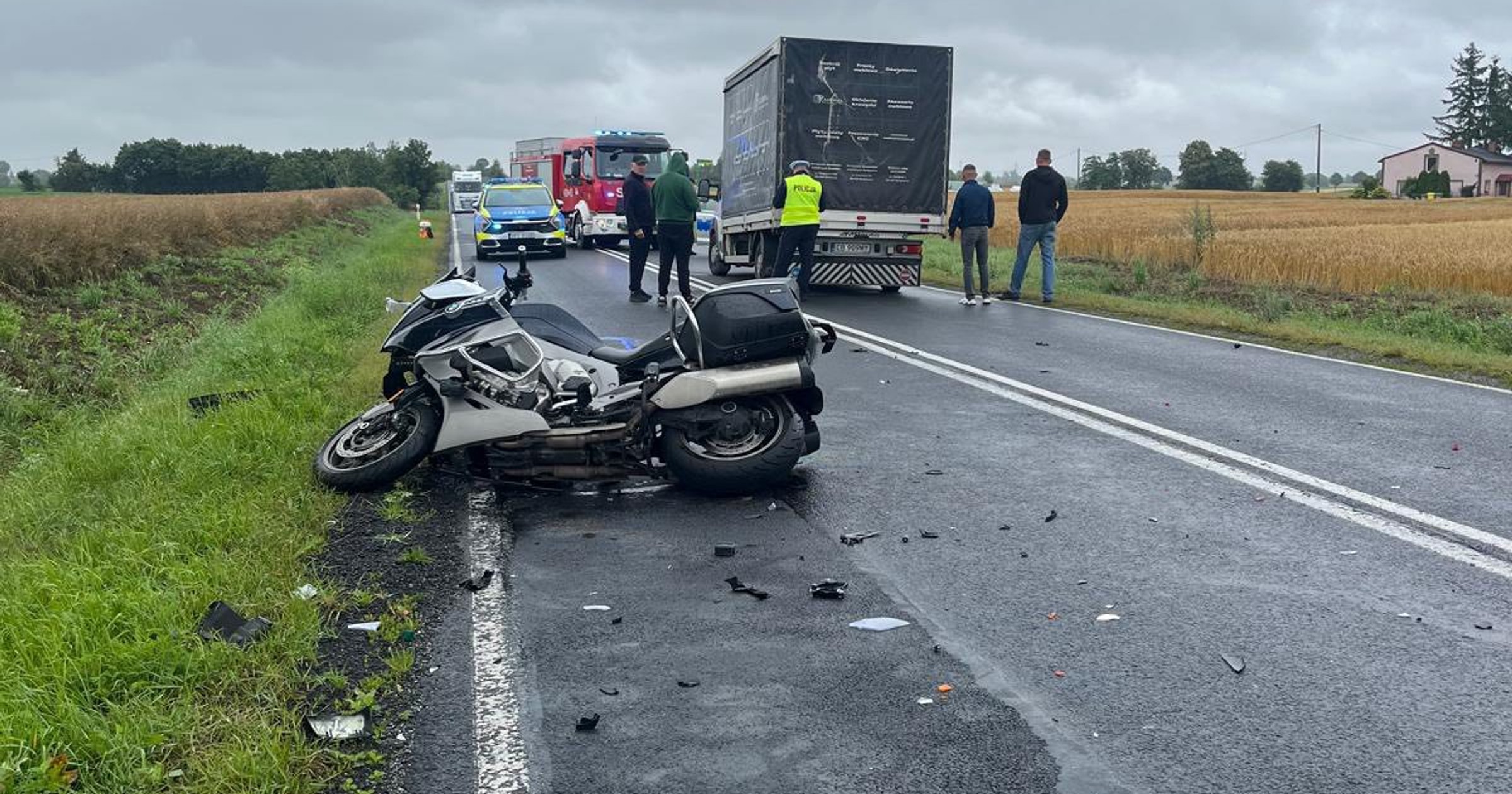 Wypadek z udziałem motocyklistów w Elzanowie