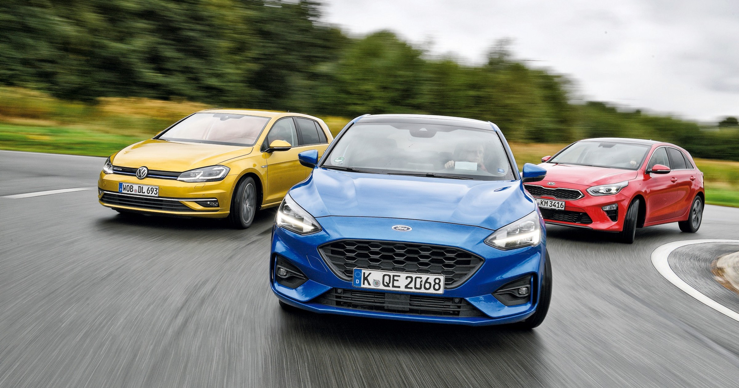 Porównanie - nowy Ford Focus, Kia Ceed i VW Golf