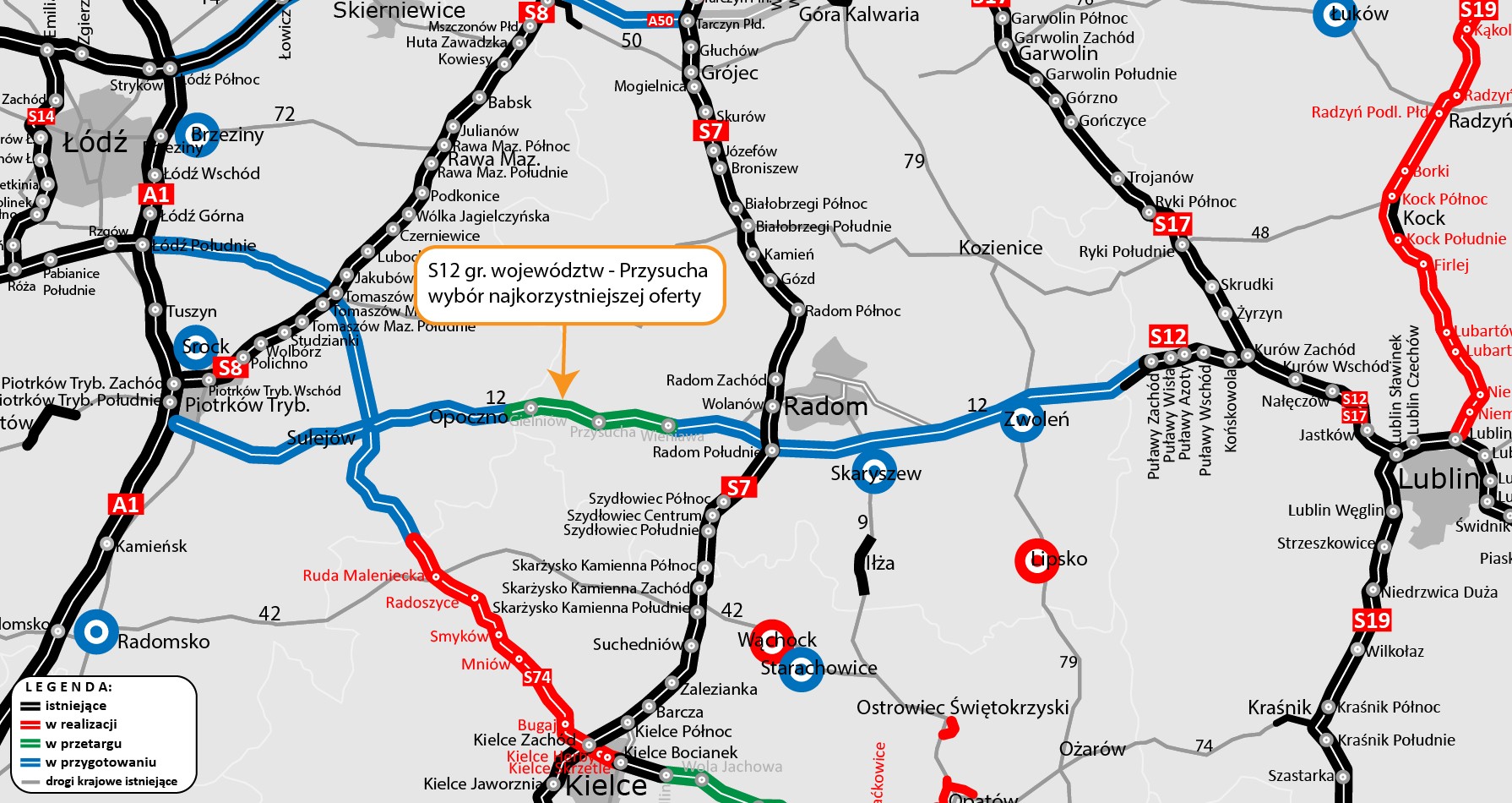 Wybór najkorzystniejszej oferty: S12 gr. województw — Przysucha