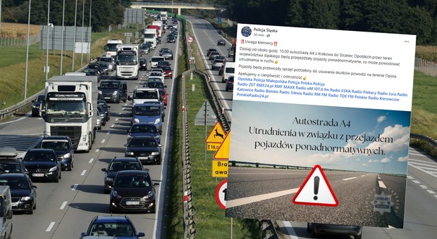 Utrudnienia na A4. Mogą potrwać wiele godzin. Jedzie sprzęt, który pomoże przy powodzi