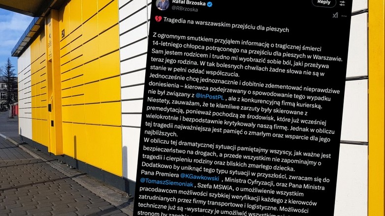 Rafał Brzoska zareagował na sugestie, że sprawcą tragicznego wypadku w Warszawie był kierowca InPostu