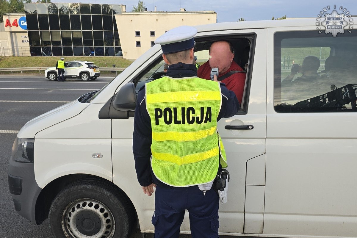 Kontrola trzeźwości na autostradzie A4